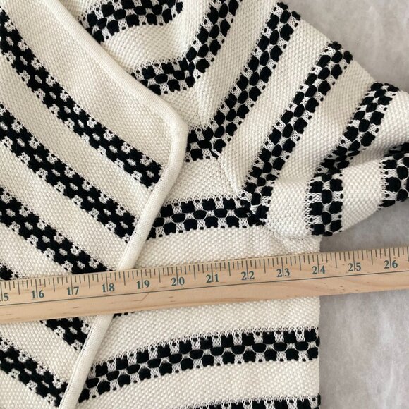 Talbots Womens White Black Textured Stripe Open Front Draped Cardigan Size 2XP - Picture 5 of 8